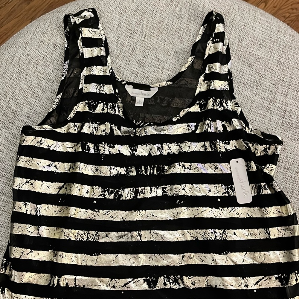 Charming Charlie, sheer tank top, size large